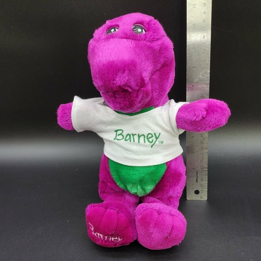Barney 1992 Plush Purple Dinosaur White Shirt Vintage 90s Toy Lyons Group 11" - Picture 5 of 14